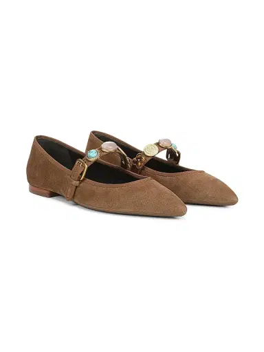 Veronica Beard Women's Selene Charms Suede Ballerina Flats - Chestnut - Size 10 | Thumbnail 5 Veronica Beard Women's Selene Charms Suede Ballerina Flats - Chestnut - Size 10 | Thumbnail 5