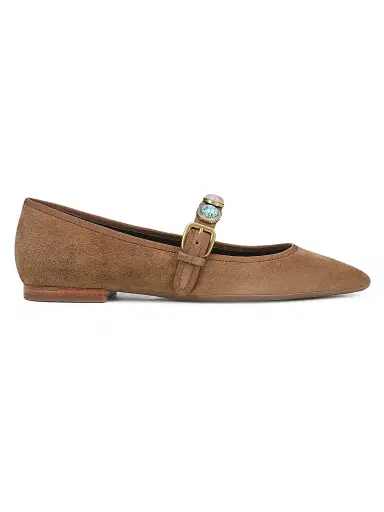 Veronica Beard Women's Selene Charms Suede Ballerina Flats - Chestnut - Size 10 | Thumbnail 1 Veronica Beard Women's Selene Charms Suede Ballerina Flats - Chestnut - Size 10 | Thumbnail 1