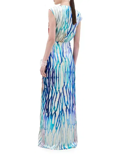 Silvia Tcherassi Women's Samaira Coral Print Silk Gown - Coral Symphony - Size Medium | Thumbnail 3 Silvia Tcherassi Women's Samaira Coral Print Silk Gown - Coral Symphony - Size Medium | Thumbnail 3