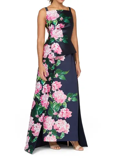Kay Unger Women's Blaire Hydrangea Walk-Thru Gown - Midnight Berry | Thumbnail 2 Kay Unger Women's Blaire Hydrangea Walk-Thru Gown - Midnight Berry | Thumbnail 2