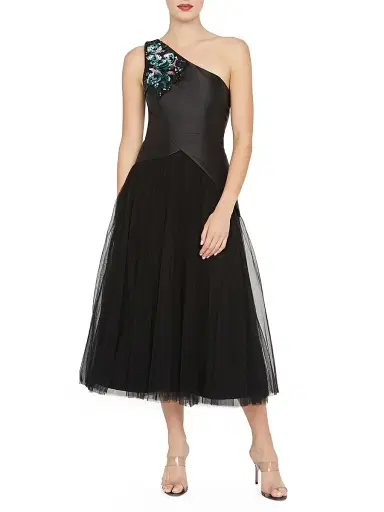 Kay Unger Women's Annabeth Embellished One-Shoulder Cocktail Dress - Black | Thumbnail 2 Kay Unger Women's Annabeth Embellished One-Shoulder Cocktail Dress - Black | Thumbnail 2