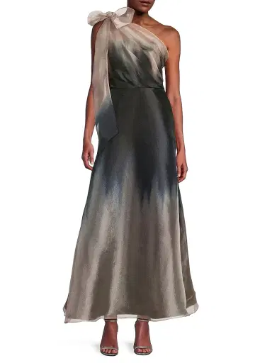 Kay Unger Women's Victoria Ombré Organza One-Shoulder Gown - Black | Thumbnail 2 Kay Unger Women's Victoria Ombré Organza One-Shoulder Gown - Black | Thumbnail 2