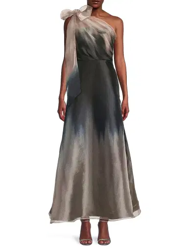 Kay Unger Women's Victoria Ombré Organza One-Shoulder Gown - Black | Thumbnail 3 Kay Unger Women's Victoria Ombré Organza One-Shoulder Gown - Black | Thumbnail 3