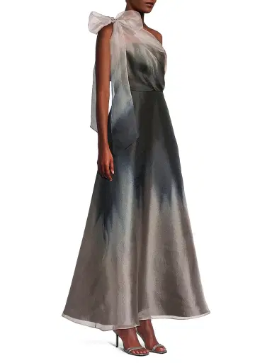 Kay Unger Women's Victoria Ombré Organza One-Shoulder Gown - Black | Thumbnail 4 Kay Unger Women's Victoria Ombré Organza One-Shoulder Gown - Black | Thumbnail 4