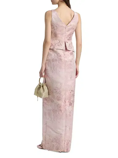 Kay Unger Women's Luciana Metallic Monet Jacquard Column Gown - Bloom | Thumbnail 5 Kay Unger Women's Luciana Metallic Monet Jacquard Column Gown - Bloom | Thumbnail 5