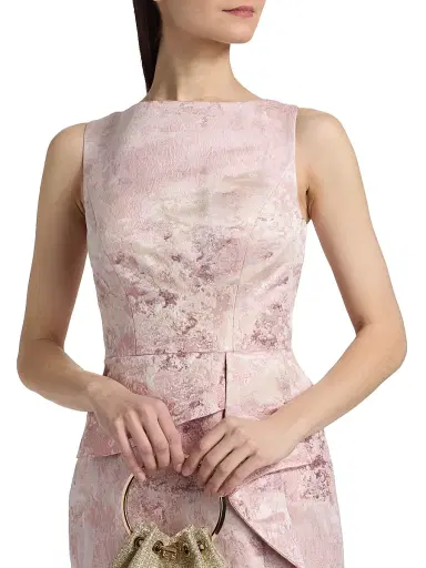 Kay Unger Women's Luciana Metallic Monet Jacquard Column Gown - Bloom | Thumbnail 6 Kay Unger Women's Luciana Metallic Monet Jacquard Column Gown - Bloom | Thumbnail 6