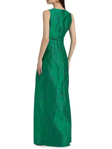 Kay Unger Women's Mariah Textured Floral Jacquard A-Line Gown - Fern Green | Thumbnail 5 Kay Unger Women's Mariah Textured Floral Jacquard A-Line Gown - Fern Green | Thumbnail 5