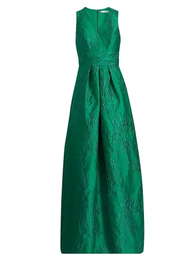Kay Unger Women's Mariah Textured Floral Jacquard A-Line Gown - Fern Green | Thumbnail 1 Kay Unger Women's Mariah Textured Floral Jacquard A-Line Gown - Fern Green | Thumbnail 1