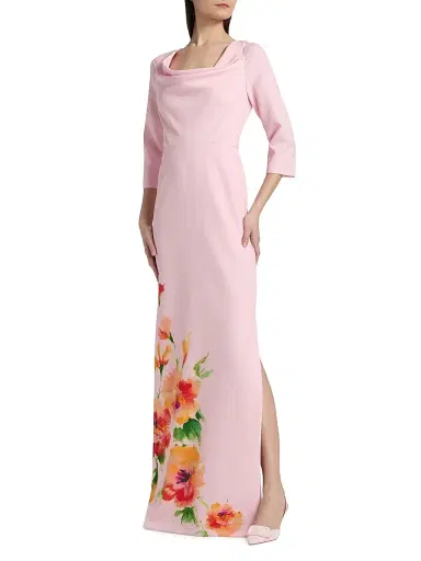 Kay Unger Women's Magnolia Floral Cowlneck Column Gown - Bloom Multi | Thumbnail 2 Kay Unger Women's Magnolia Floral Cowlneck Column Gown - Bloom Multi | Thumbnail 2