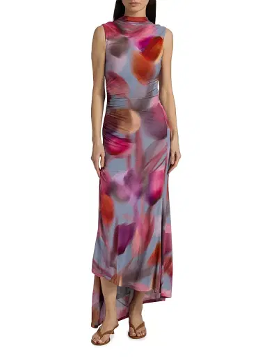 Amur Women's Kai Printed Asymmetric Sleeveless Maxi Dress | Thumbnail 3 Amur Women's Kai Printed Asymmetric Sleeveless Maxi Dress | Thumbnail 3