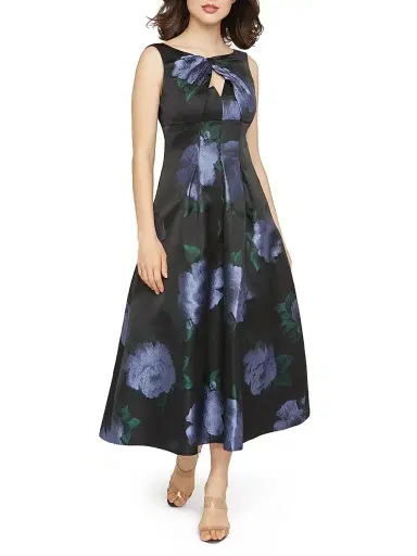 Kay Unger Women's Mia Floral Jacquard Tea-Length Cocktail Dress | Thumbnail 5 Kay Unger Women's Mia Floral Jacquard Tea-Length Cocktail Dress | Thumbnail 5