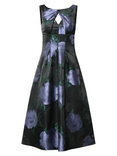 Kay Unger Women's Mia Floral Jacquard Tea-Length Cocktail Dress | Thumbnail 1 Kay Unger Women's Mia Floral Jacquard Tea-Length Cocktail Dress | Thumbnail 1