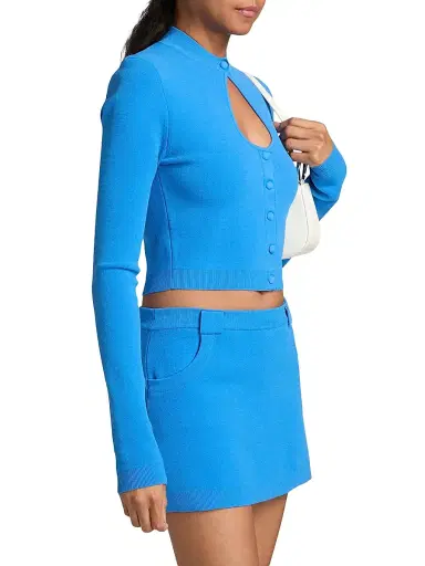 Et Ochs Women's Rue Knit Crop Cardigan - Ocean | Thumbnail 4 Et Ochs Women's Rue Knit Crop Cardigan - Ocean | Thumbnail 4