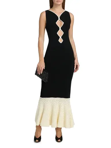 Et Ochs Women's Maude Pointelle-Knit Cut-Out Midi-Dress - Black | Thumbnail 2 Et Ochs Women's Maude Pointelle-Knit Cut-Out Midi-Dress - Black | Thumbnail 2