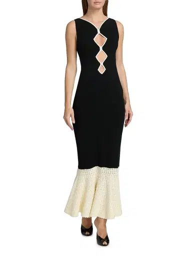 Et Ochs Women's Maude Pointelle-Knit Cut-Out Midi-Dress - Black | Thumbnail 3 Et Ochs Women's Maude Pointelle-Knit Cut-Out Midi-Dress - Black | Thumbnail 3