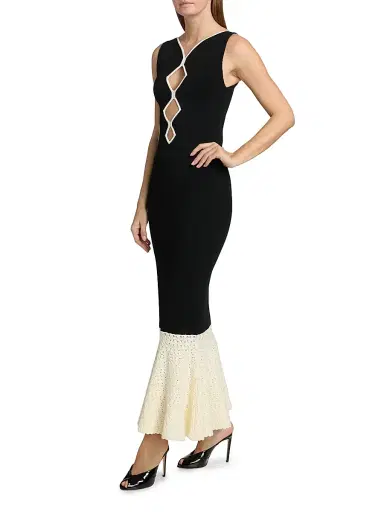 Et Ochs Women's Maude Pointelle-Knit Cut-Out Midi-Dress - Black | Thumbnail 4 Et Ochs Women's Maude Pointelle-Knit Cut-Out Midi-Dress - Black | Thumbnail 4