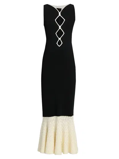 Et Ochs Women's Maude Pointelle-Knit Cut-Out Midi-Dress - Black | Thumbnail 1 Et Ochs Women's Maude Pointelle-Knit Cut-Out Midi-Dress - Black | Thumbnail 1