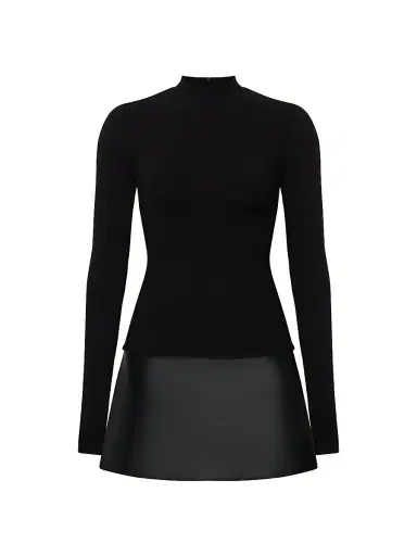 Et Ochs Women's Colette Mixed-Media Minidress - Black | Thumbnail 1 Et Ochs Women's Colette Mixed-Media Minidress - Black | Thumbnail 1