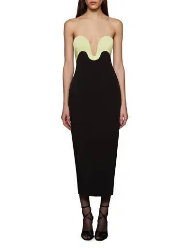 Et Ochs Women's Bridgette Curved Strapless Midi-Dress - Black Celery | Thumbnail 2 Et Ochs Women's Bridgette Curved Strapless Midi-Dress - Black Celery | Thumbnail 2