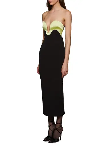 Et Ochs Women's Bridgette Curved Strapless Midi-Dress - Black Celery | Thumbnail 3 Et Ochs Women's Bridgette Curved Strapless Midi-Dress - Black Celery | Thumbnail 3