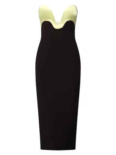 Et Ochs Women's Bridgette Curved Strapless Midi-Dress - Black Celery | Thumbnail 1 Et Ochs Women's Bridgette Curved Strapless Midi-Dress - Black Celery | Thumbnail 1