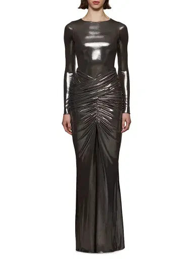 Et Ochs Women's Stella Metallic Ruched Waist Gown - Gunmetal | Thumbnail 2 Et Ochs Women's Stella Metallic Ruched Waist Gown - Gunmetal | Thumbnail 2