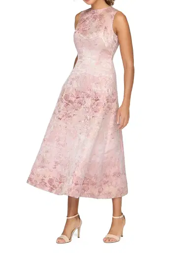 Kay Unger Women's Philippa Metallic Jacquard Tea-Length Dress - Bloom | Thumbnail 3 Kay Unger Women's Philippa Metallic Jacquard Tea-Length Dress - Bloom | Thumbnail 3
