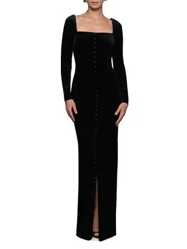 Et Ochs Women's Bexley Stretch Velvet Gown - Black | Thumbnail 2 Et Ochs Women's Bexley Stretch Velvet Gown - Black | Thumbnail 2
