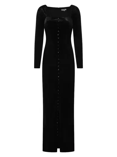 Et Ochs Women's Bexley Stretch Velvet Gown - Black | Thumbnail 1 Et Ochs Women's Bexley Stretch Velvet Gown - Black | Thumbnail 1