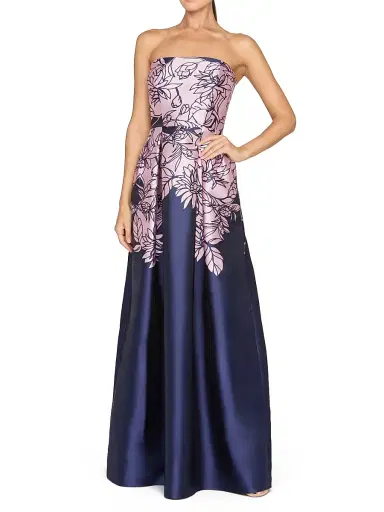 Kay Unger Women's Leona Floral Strapless Gown - Deep Navy | Thumbnail 2 Kay Unger Women's Leona Floral Strapless Gown - Deep Navy | Thumbnail 2