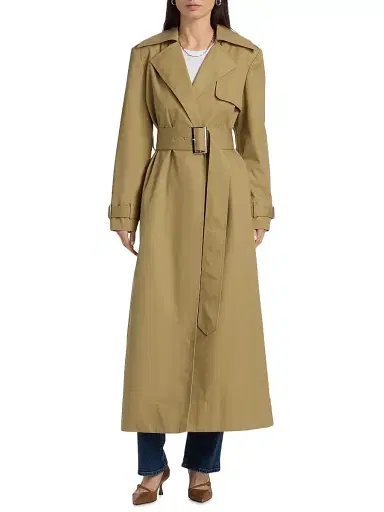 Toccin Women's Declan Cotton Belted Trench Coat - Khaki | Thumbnail 3 Toccin Women's Declan Cotton Belted Trench Coat - Khaki | Thumbnail 3