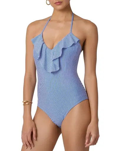 Shoshanna Women's Striped One-Piece Swimsuit - Blue | Thumbnail 3 Shoshanna Women's Striped One-Piece Swimsuit - Blue | Thumbnail 3