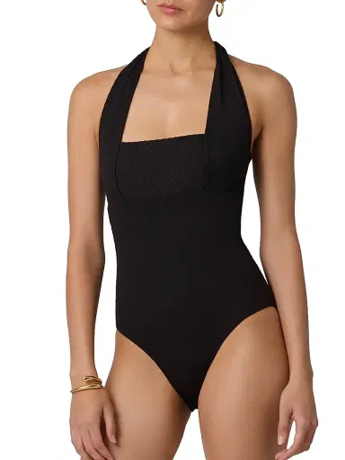 Shoshanna Women's Retro Halterneck One-Piece Swimsuit - Jet | Thumbnail 2 Shoshanna Women's Retro Halterneck One-Piece Swimsuit - Jet | Thumbnail 2