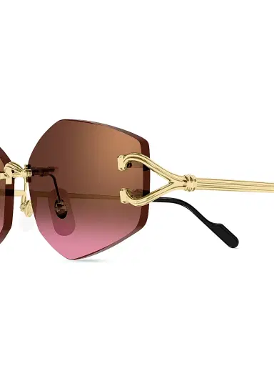 Cartier Women's C Décor 56MM 24K-Gold-Plated Geometric Sunglasses - Gold Purple | Thumbnail 3 Cartier Women's C Décor 56MM 24K-Gold-Plated Geometric Sunglasses - Gold Purple | Thumbnail 3