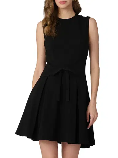 Shoshanna Women's Heather Bow Front Minidress - Jet | Thumbnail 2 Shoshanna Women's Heather Bow Front Minidress - Jet | Thumbnail 2
