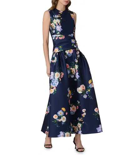 Shoshanna Women's Marie Floral Mikado Cocktail Dress - Navy Multi | Thumbnail 2 Shoshanna Women's Marie Floral Mikado Cocktail Dress - Navy Multi | Thumbnail 2