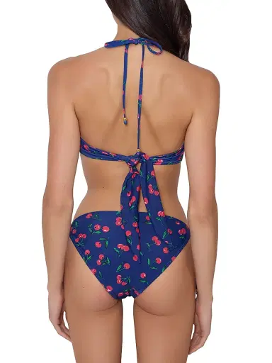 Shoshanna Women's Cherry-Printed Bra Halter Bikini Top - Navy Red Green | Thumbnail 3 Shoshanna Women's Cherry-Printed Bra Halter Bikini Top - Navy Red Green | Thumbnail 3