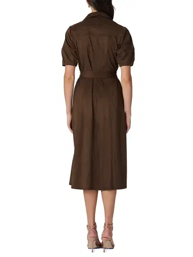 Shoshanna Women's Mara Faux-Suede Button-Front Midi-Dress - Espresso | Thumbnail 3 Shoshanna Women's Mara Faux-Suede Button-Front Midi-Dress - Espresso | Thumbnail 3