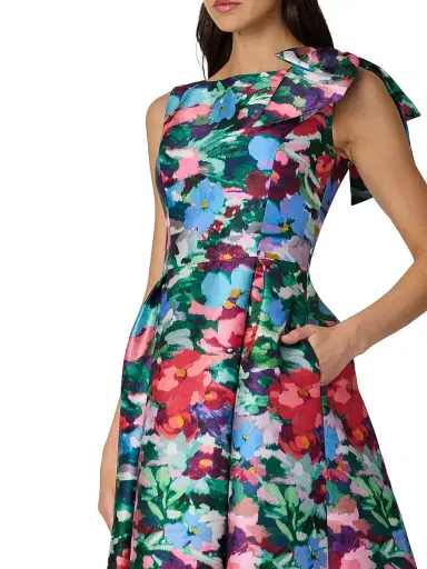 Shoshanna Women's Eleanor Pleated Floral Midi-Dress - Navy Multi | Thumbnail 4 Shoshanna Women's Eleanor Pleated Floral Midi-Dress - Navy Multi | Thumbnail 4