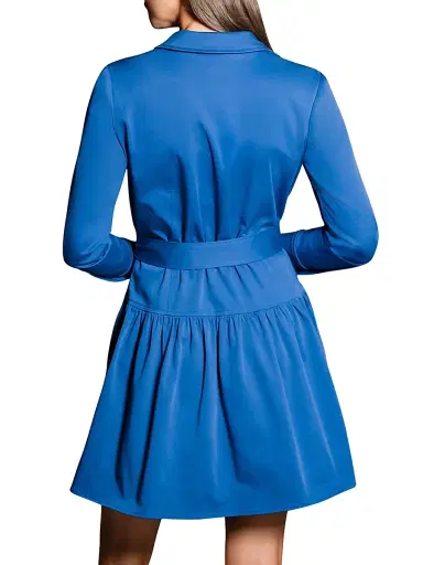 Shoshanna Women's Emma Tie-Waist Mini-Shirtdress - Deep Blue | Thumbnail 4 Shoshanna Women's Emma Tie-Waist Mini-Shirtdress - Deep Blue | Thumbnail 4
