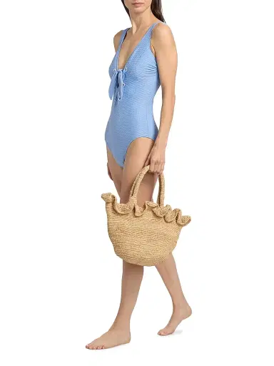 Shoshanna Women's Lace-Up One-Piece Swimsuit - Light Blue | Thumbnail 2 Shoshanna Women's Lace-Up One-Piece Swimsuit - Light Blue | Thumbnail 2