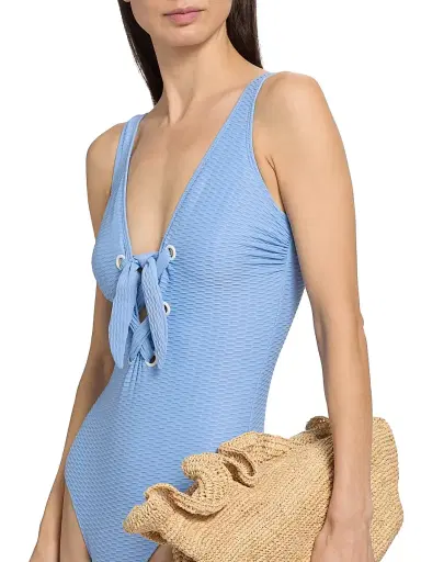 Shoshanna Women's Lace-Up One-Piece Swimsuit - Light Blue | Thumbnail 5 Shoshanna Women's Lace-Up One-Piece Swimsuit - Light Blue | Thumbnail 5