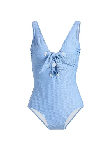 Shoshanna Women's Lace-Up One-Piece Swimsuit - Light Blue | Thumbnail 1 Shoshanna Women's Lace-Up One-Piece Swimsuit - Light Blue | Thumbnail 1
