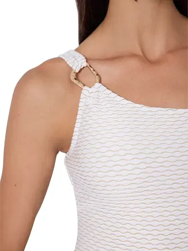 Shoshanna Women's Ring One-Shoulder One-Piece Swimsuit - Gold | Thumbnail 4 Shoshanna Women's Ring One-Shoulder One-Piece Swimsuit - Gold | Thumbnail 4