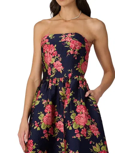Shoshanna Women's Dana Floral Strapless Maxi Dress - Navy Coral | Thumbnail 4 Shoshanna Women's Dana Floral Strapless Maxi Dress - Navy Coral | Thumbnail 4