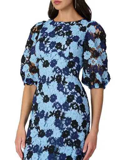 Shoshanna Women's Lanier Guipure Floral Cocktail Dress - Tonal Blue Multi Jet | Thumbnail 4 Shoshanna Women's Lanier Guipure Floral Cocktail Dress - Tonal Blue Multi Jet | Thumbnail 4
