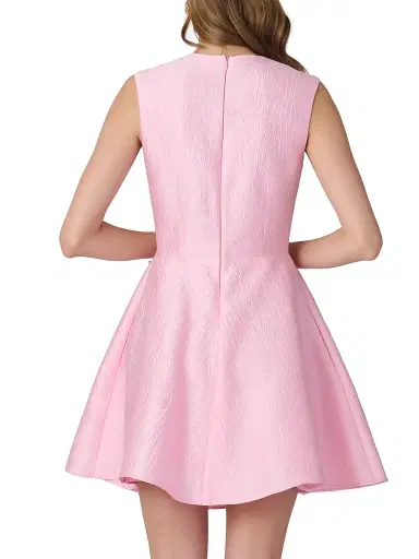 Shoshanna Women's Gabby Wave Jacquard Bow Minidress - Peony | Thumbnail 3 Shoshanna Women's Gabby Wave Jacquard Bow Minidress - Peony | Thumbnail 3