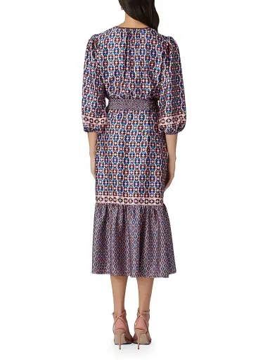 Shoshanna Women's Scout Geometric Tie-Waist Midi-Dress | Thumbnail 3 Shoshanna Women's Scout Geometric Tie-Waist Midi-Dress | Thumbnail 3