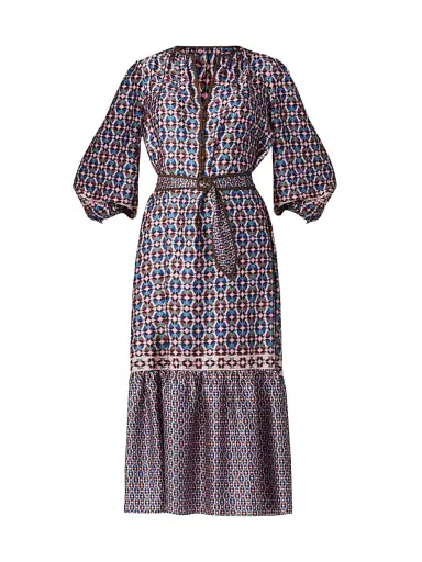 Shoshanna Women's Scout Geometric Tie-Waist Midi-Dress | Thumbnail 1 Shoshanna Women's Scout Geometric Tie-Waist Midi-Dress | Thumbnail 1