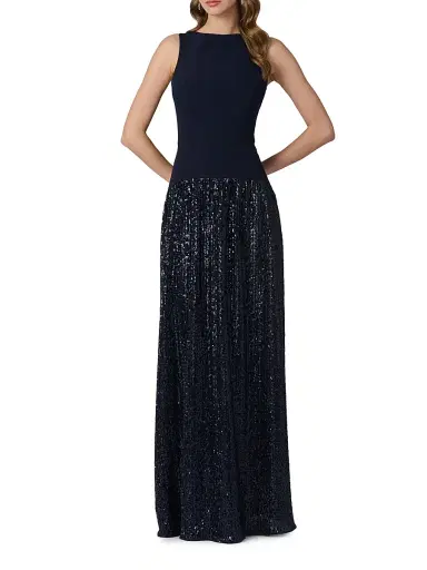 Shoshanna Women's Dorothy Sequin Skirt Gown - Navy | Thumbnail 2 Shoshanna Women's Dorothy Sequin Skirt Gown - Navy | Thumbnail 2